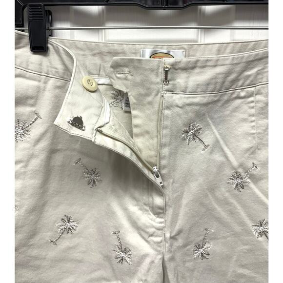 VTG Talbots Beige Bermuda Shorts, Palm Tree Embroidery, Women's Size 8 - Picture 3 of 5